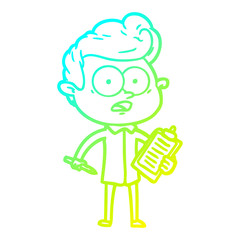 cold gradient line drawing shocked cartoon salesman