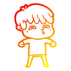 warm gradient line drawing cartoon curious man