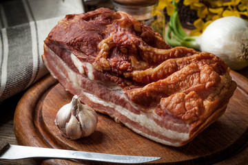 Boiled smoked bacon.