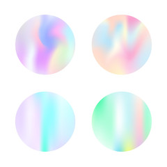 Holographic abstract backgrounds set.