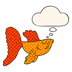 cartoon chinese fighting fish and thought bubble in comic book style