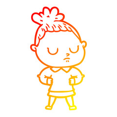 warm gradient line drawing cartoon calm woman