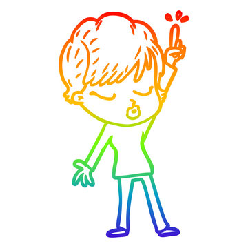 recommend clip art: rainbow gradient line drawing cartoon woman with eyes shut