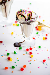 Ice Cream Sundae on White