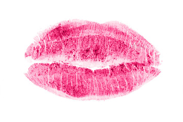 Lipstick kiss isolated on white background