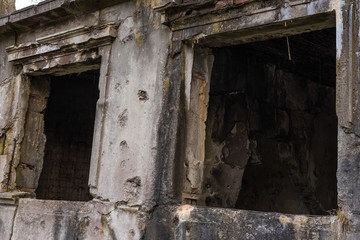 Old destroyed military barracks ruins from the World War II at Westerplatte in Gdansk, Poland.