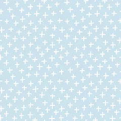 Foto auf Acrylglas Fensterdekorationstrends Nettes nahtloses Vektorhintergrundmuster mit handgezeichneten Kreuzen in Pastellblau. Für Babyparty, Geburtstag, Hochzeit, Scrapbook, Grußkarten, Textilien, Geschenkpapier, Oberflächenstrukturen.