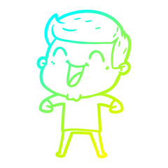 cold gradient line drawing cartoon man laughing
