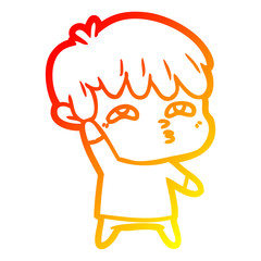 warm gradient line drawing cartoon curious man