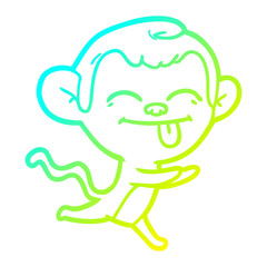 cold gradient line drawing funny cartoon monkey running