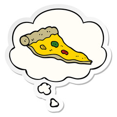 cartoon pizza and thought bubble as a printed sticker