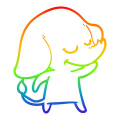 rainbow gradient line drawing cartoon smiling elephant
