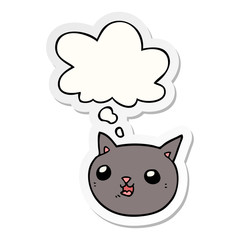 cartoon cat and thought bubble as a printed sticker