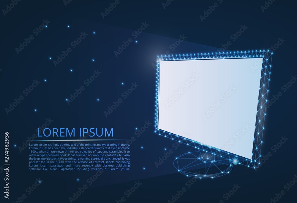 Poster abstract computer monitor. in the style of lines and shapes consisting of polygons. the internet. co