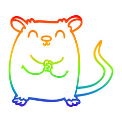 rainbow gradient line drawing cartoon mouse