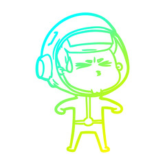 cold gradient line drawing cartoon stressed astronaut