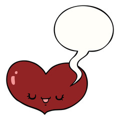 cartoon love heart character and speech bubble