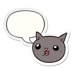 cartoon cat and speech bubble sticker