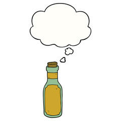 cartoon potion bottle and thought bubble