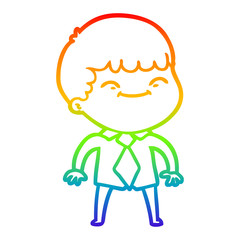 rainbow gradient line drawing cartoon happy boy
