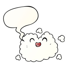 cartoon happy smoke cloud and speech bubble in smooth gradient style