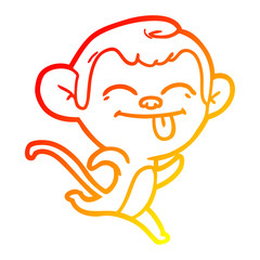 warm gradient line drawing funny cartoon monkey