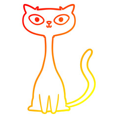 warm gradient line drawing cartoon cat
