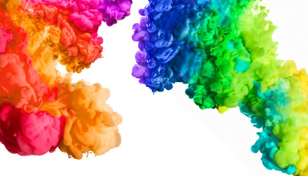 Rainbow of Acrylic Ink in Water. Color Explosion. Colours festival © Casther