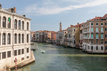 Panoramic view of Grand Canal (Canal Grande) from Rialto Bridge
