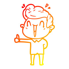 warm gradient line drawing cartoon excited man