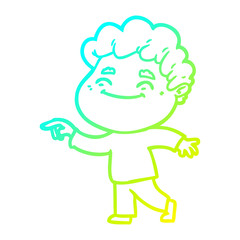 cold gradient line drawing cartoon friendly man