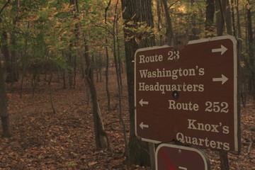 Direction sing in the woods during the fall at Ville Forge - Philadelphia, PA
