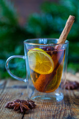 Hot cider with winter spices