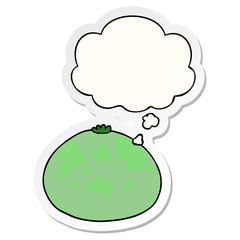 cartoon squash and thought bubble as a printed sticker