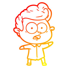 warm gradient line drawing cartoon staring man
