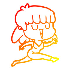 warm gradient line drawing cartoon woman