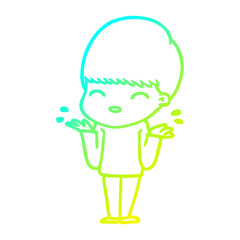 cold gradient line drawing happy cartoon boy