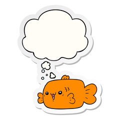 cartoon fish and thought bubble as a printed sticker
