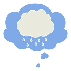 cartoon rain cloud and thought bubble in retro style