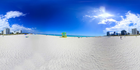 Colorful lifeguard tower in world famous Miami Beach