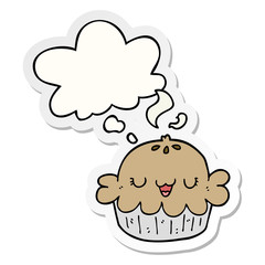 cute cartoon pie and thought bubble as a printed sticker