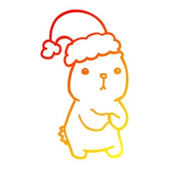 warm gradient line drawing cartoon christmas bear worrying