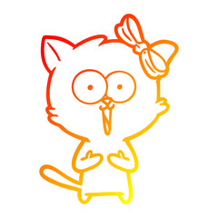 warm gradient line drawing cartoon cat