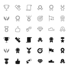 Fototapeta premium Awards silhouettes and outline icons set