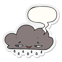 cartoon rain cloud and speech bubble sticker