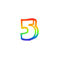 rainbow gradient line drawing cartoon number 5