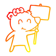 warm gradient line drawing female bear cartoon