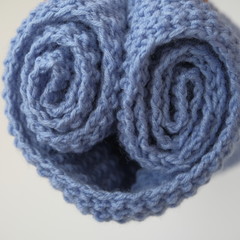 Close shot of cold weather winter handmade knitting clothes