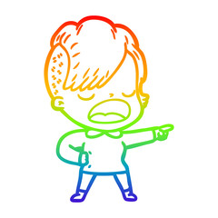 rainbow gradient line drawing cartoon cool hipster girl talking