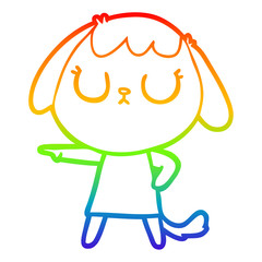 rainbow gradient line drawing cute cartoon dog